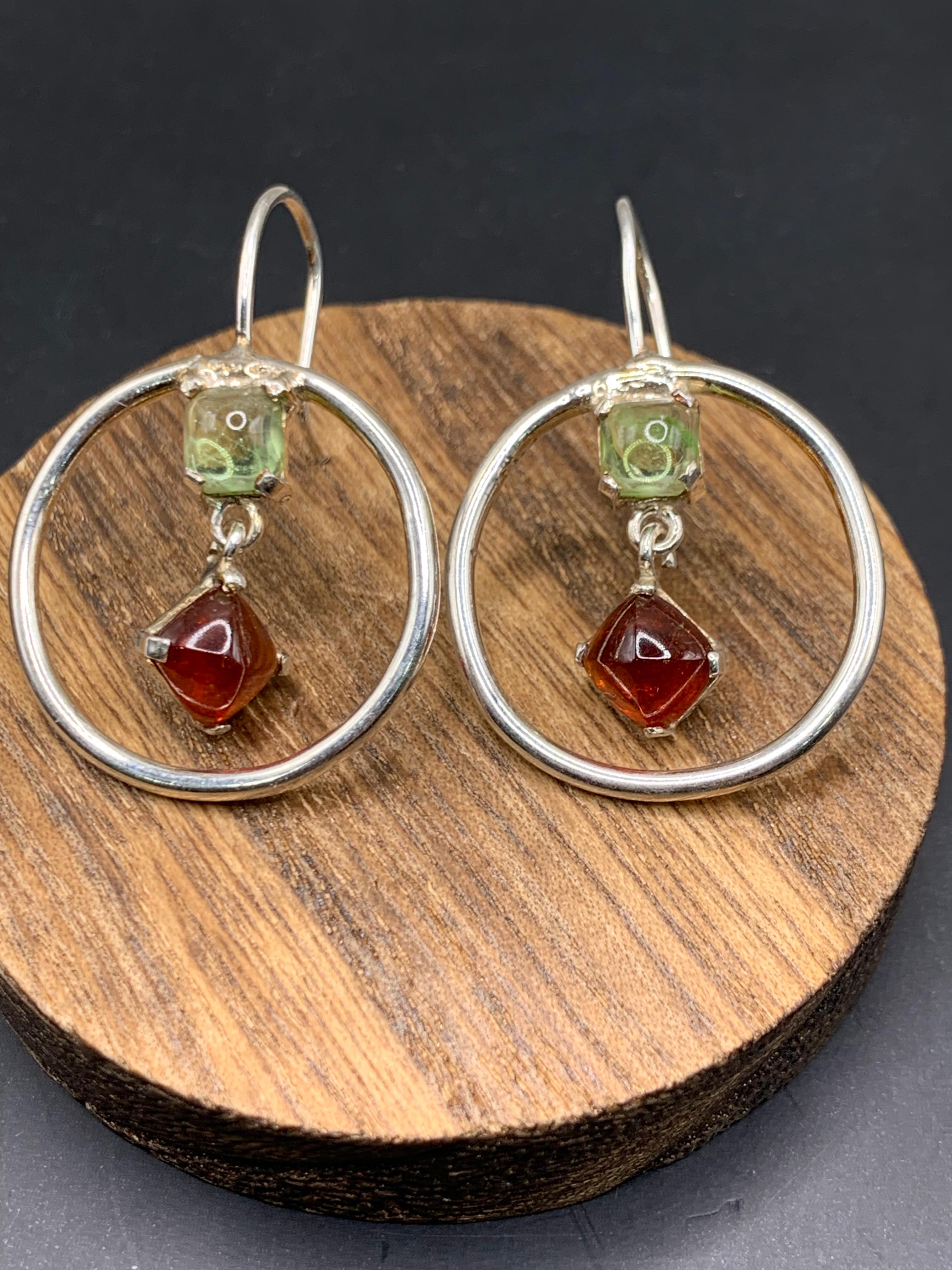 Peridot & Garnet Earrings