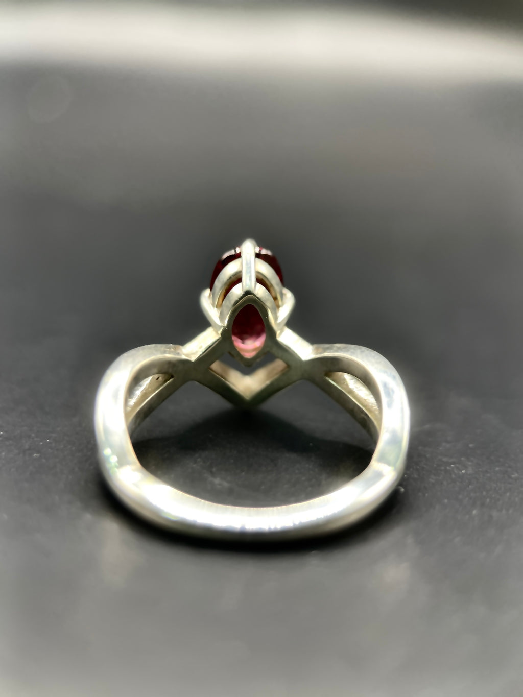 Purple Red Garnet Ring in Pure Silver