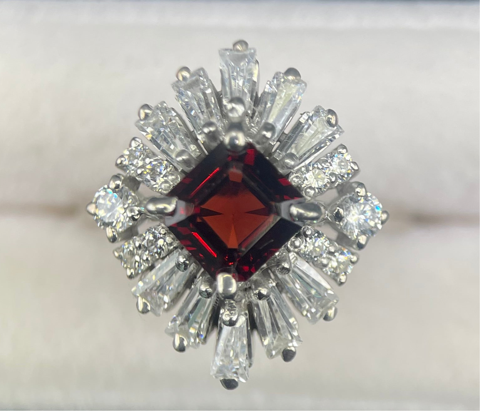 Garnet Ring in Silver with Zircons