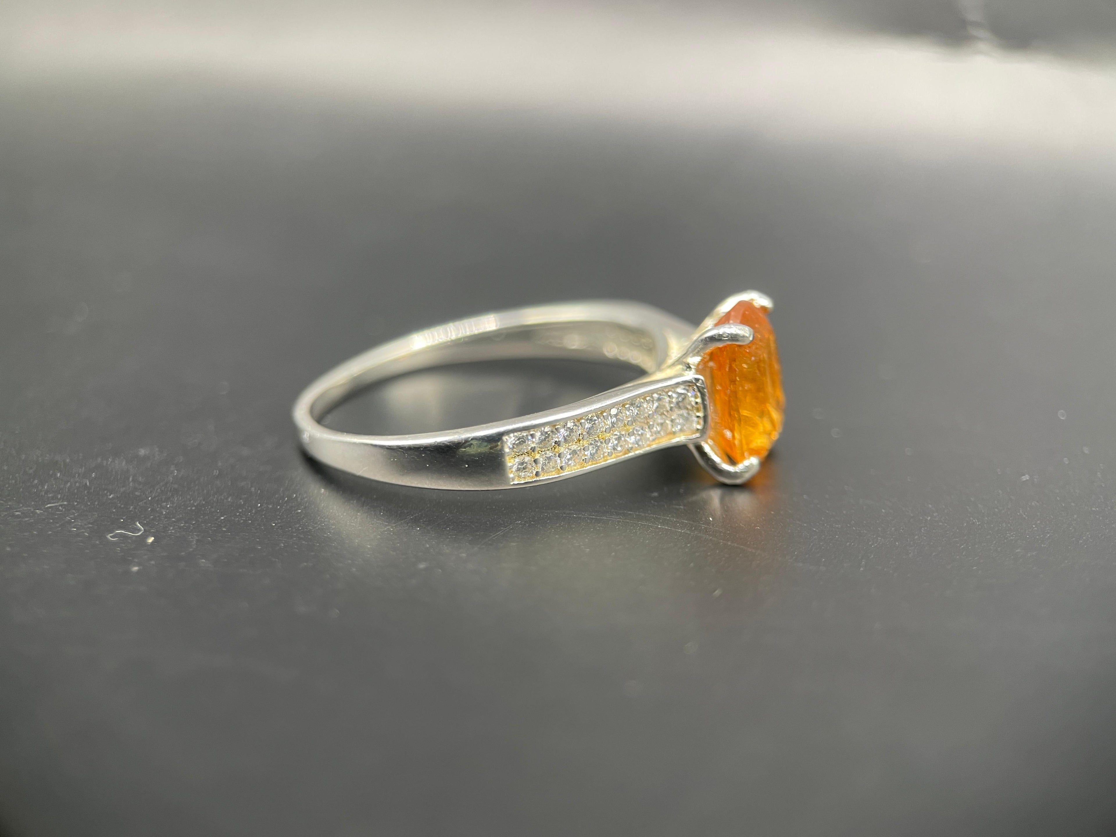 Hessonite Garnet Ring in Silver