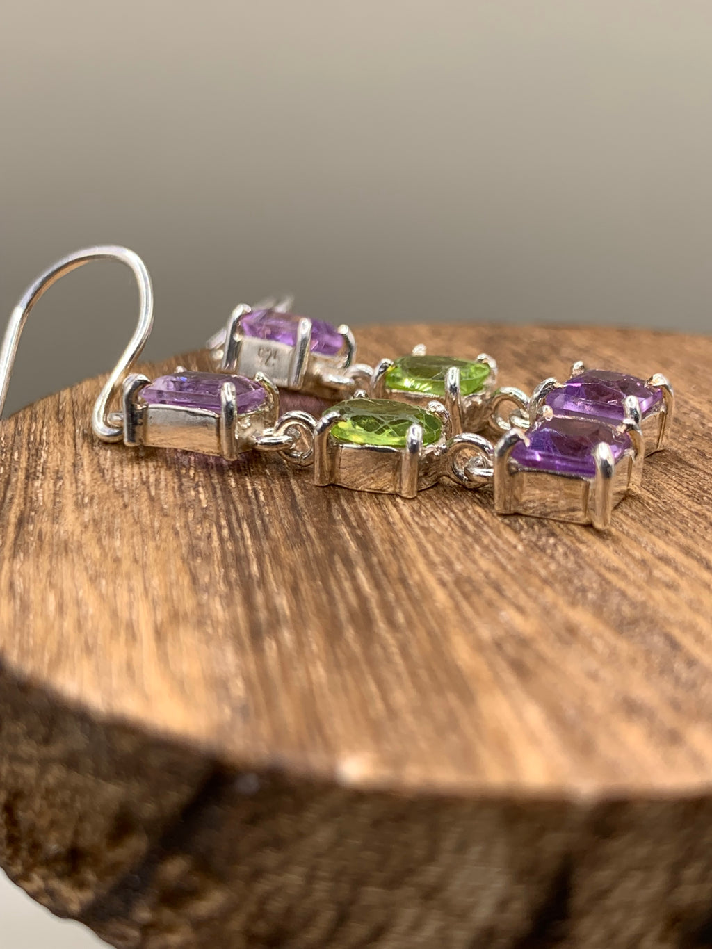 Peridot and Amethyst earrings