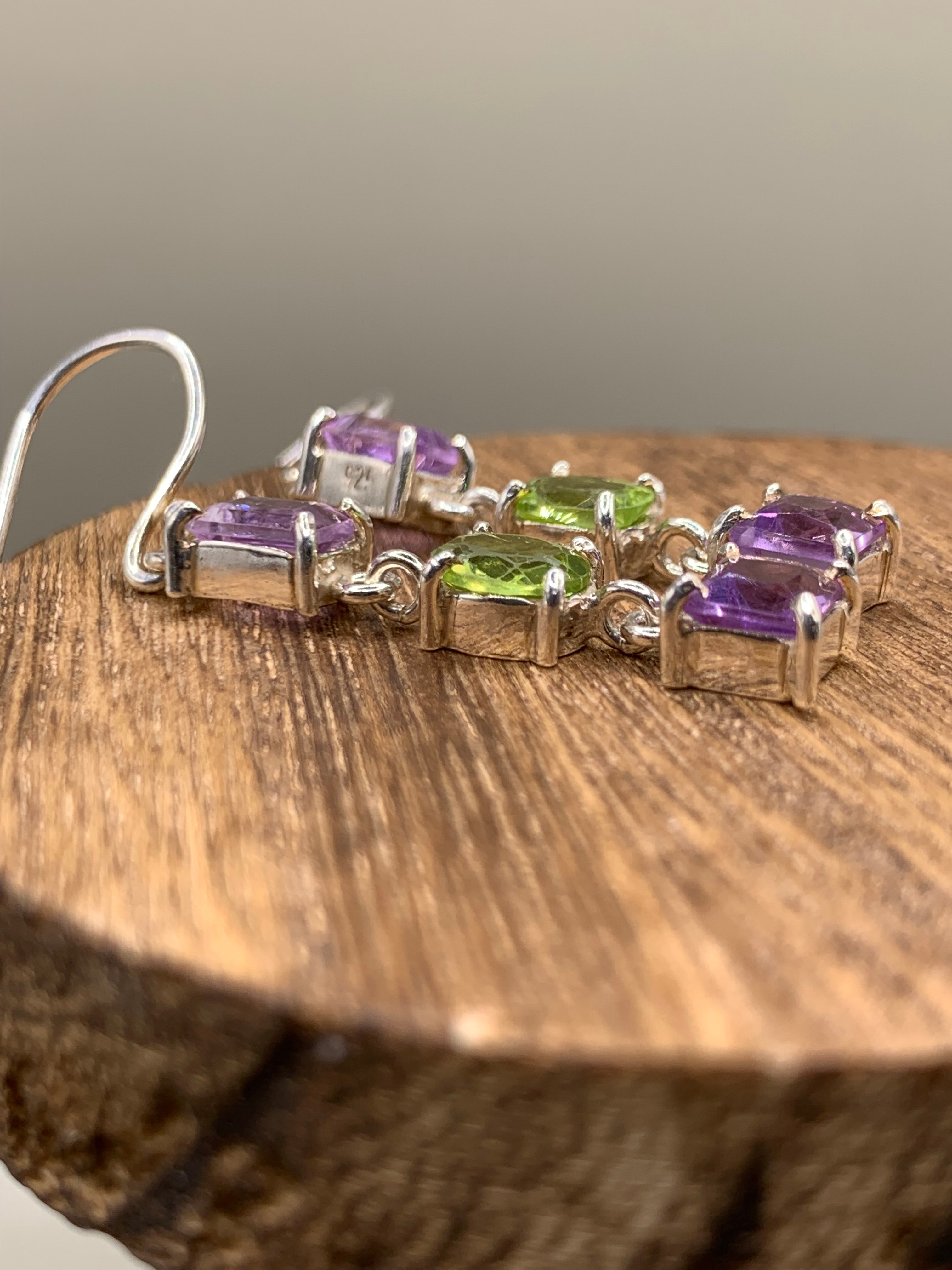 Peridot and Amethyst earrings