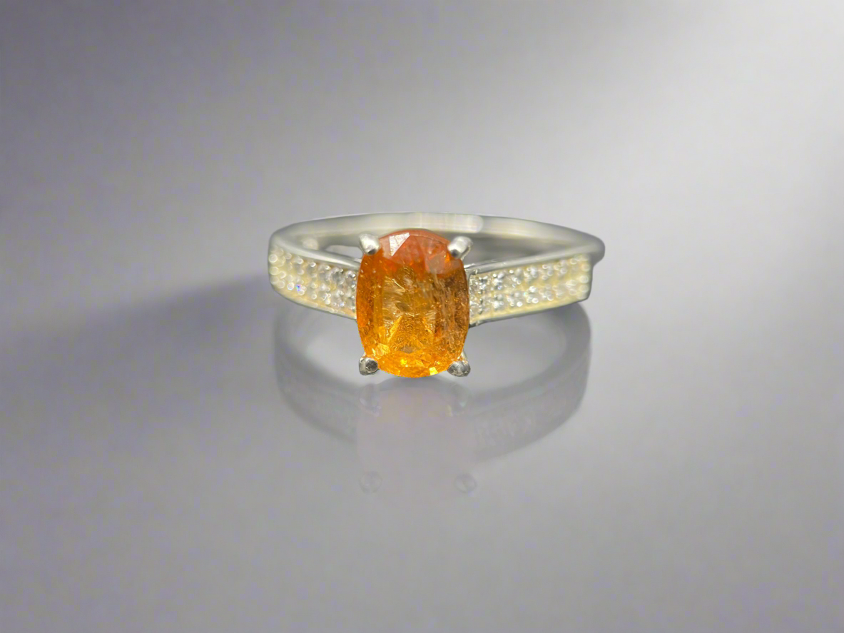 Hessonite Garnet Ring in Silver