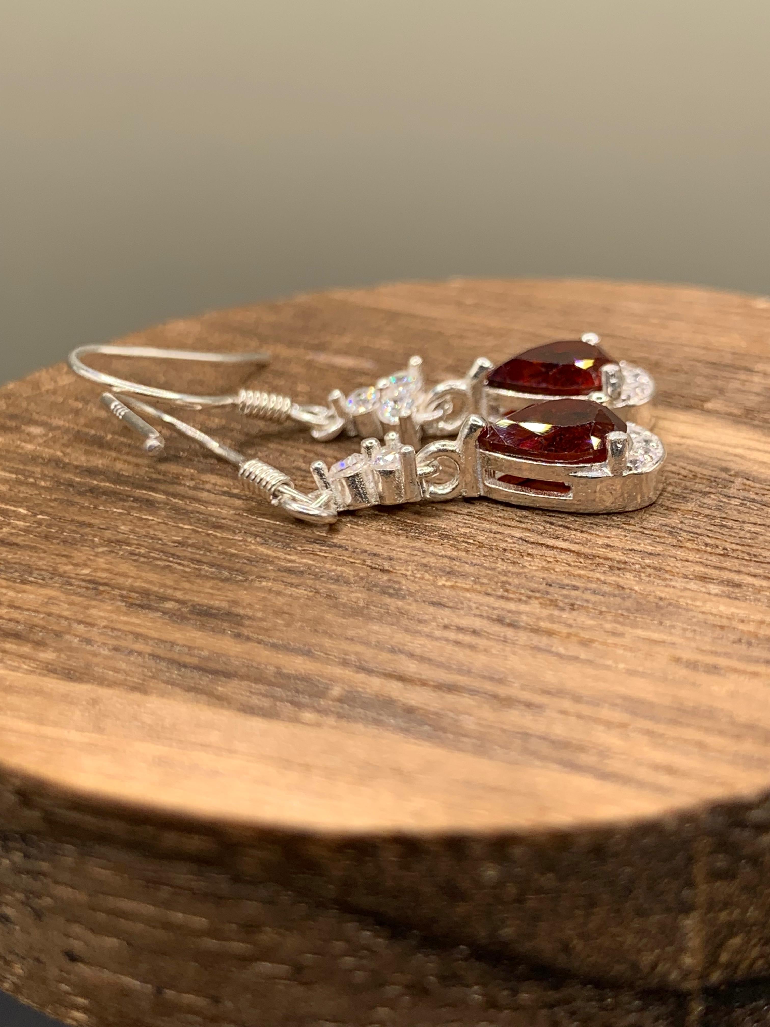 Garnet Earrings in Silver