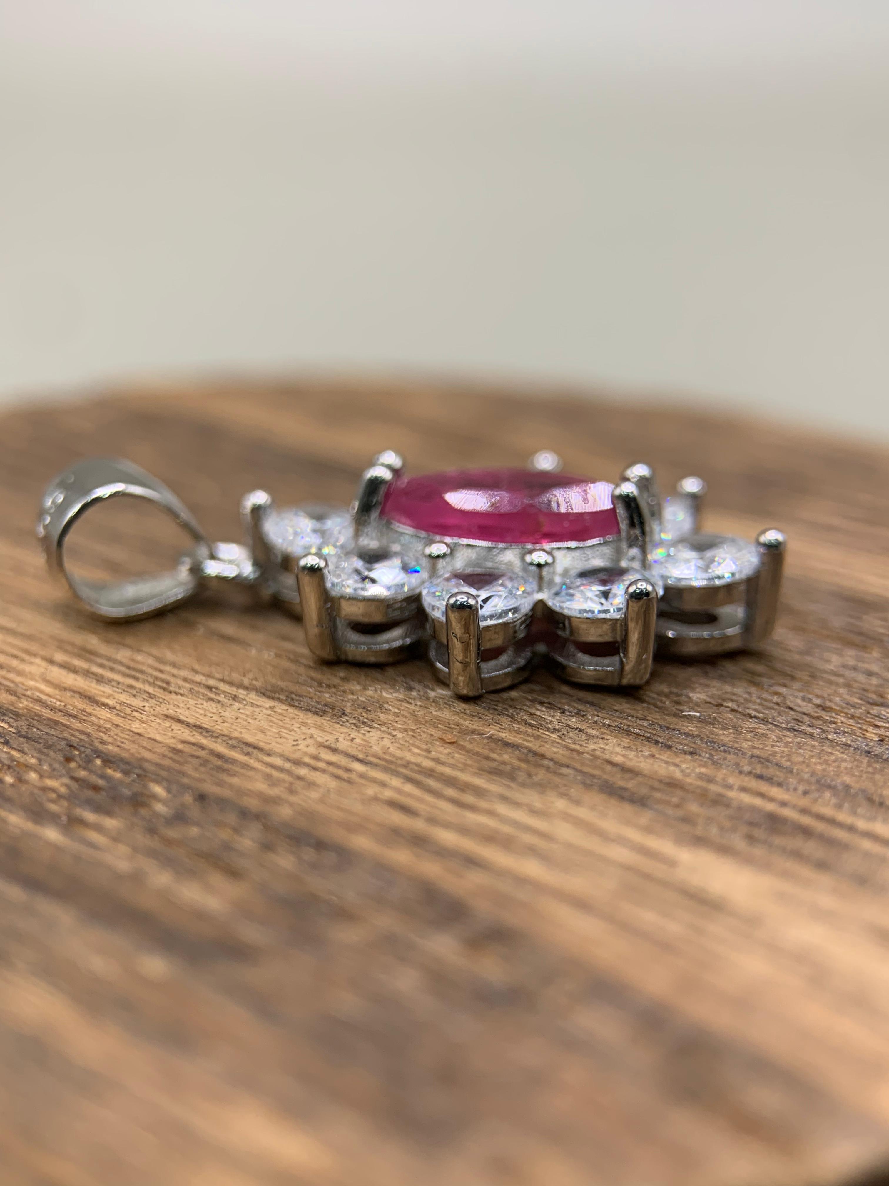 Pink Tourmaline Pendant  with White Zircons
