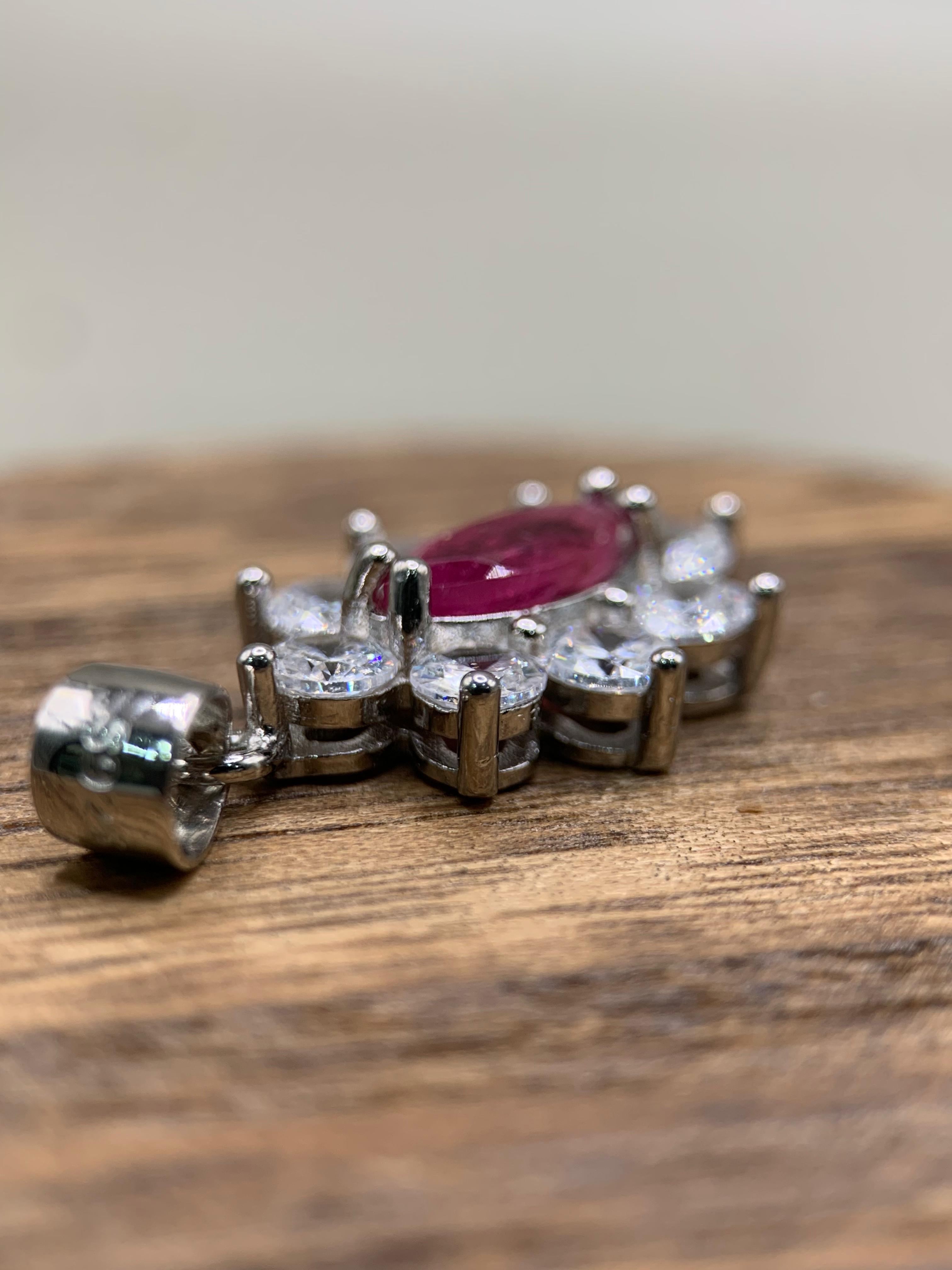 Pink Tourmaline Pendant  with White Zircons