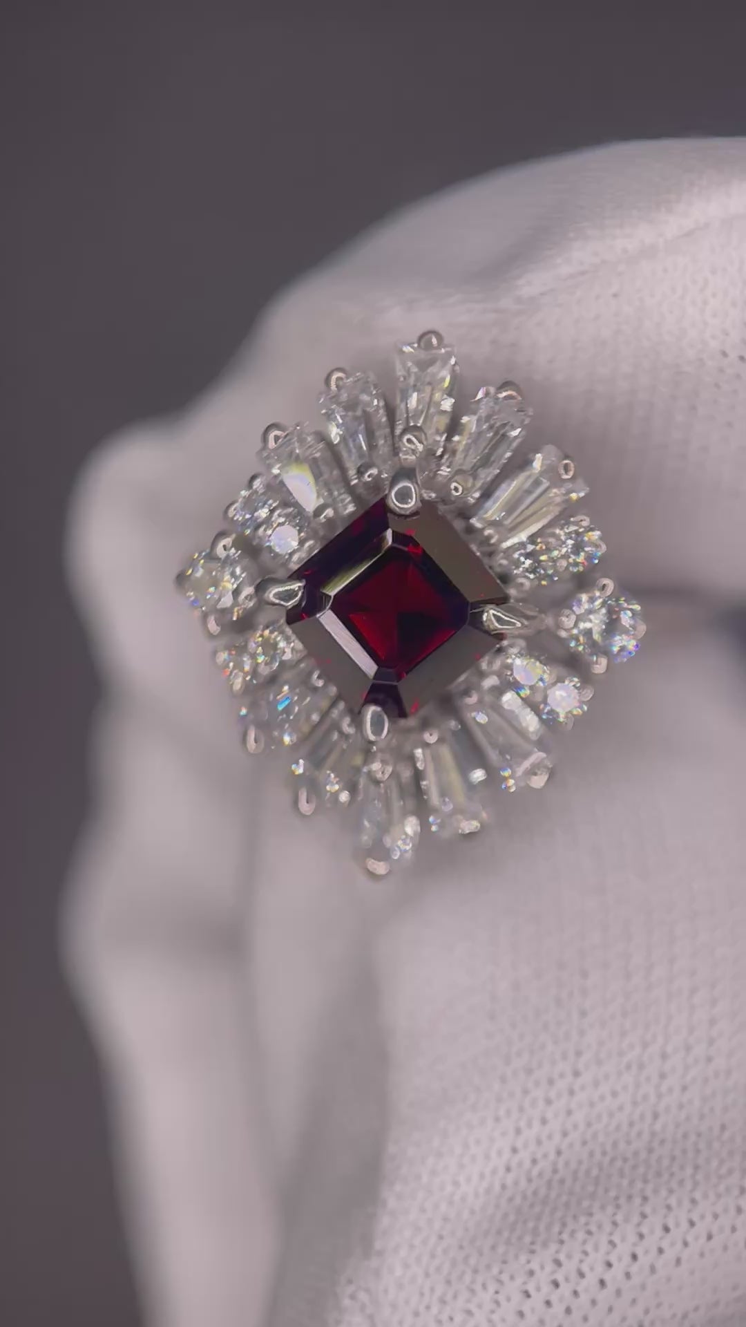 Garnet Ring in Silver with Zircons