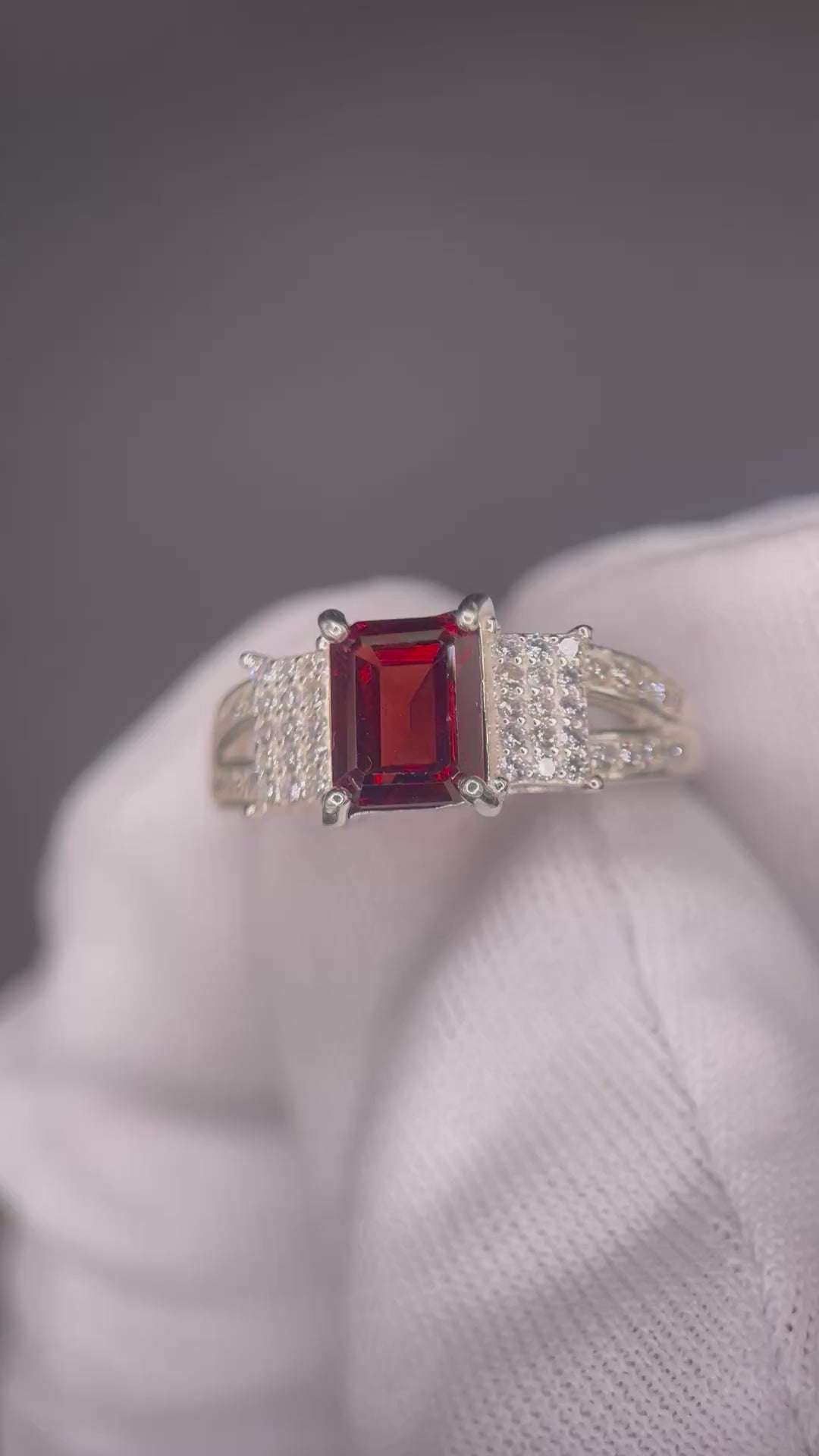 Garnet Ring with Zircons in Silver