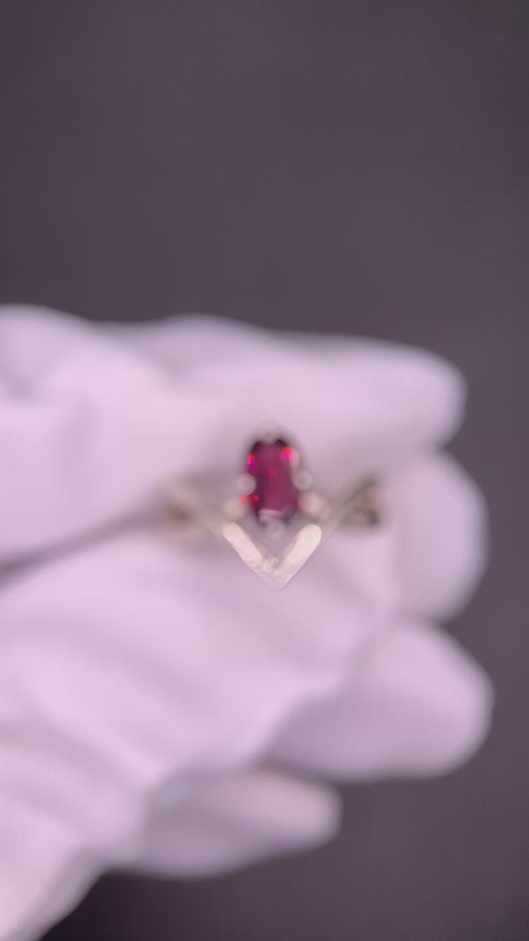 Purple Red Garnet Ring in Pure Silver